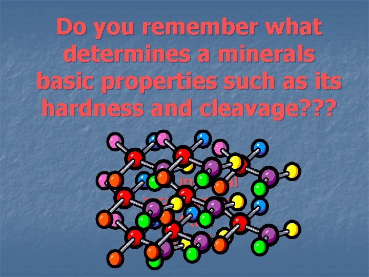 Do you remember what determines a minerals basic properties such as its hardness and