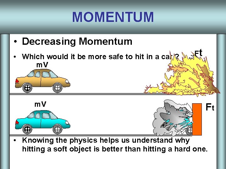 MOMENTUM • Decreasing Momentum • Which would it be more safe to hit in