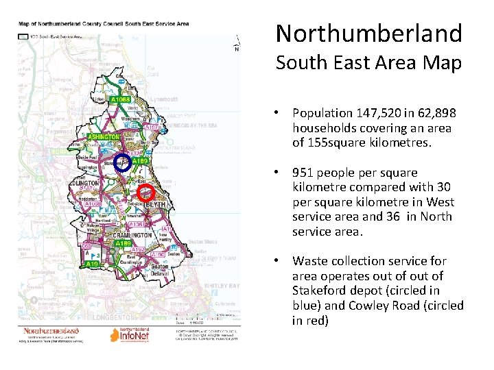 Northumberland South East Area Map • Population 147, 520 in 62, 898 households covering