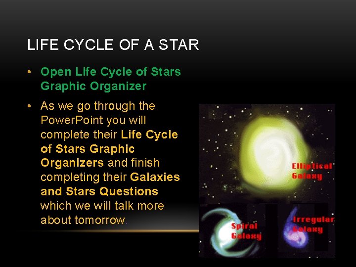 LIFE CYCLE OF A STAR • Open Life Cycle of Stars Graphic Organizer •