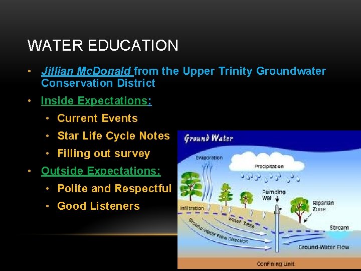 WATER EDUCATION • Jillian Mc. Donald from the Upper Trinity Groundwater Conservation District •