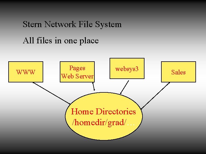 Stern Network File System All files in one place WWW Pages Web Server websys