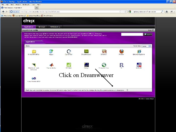 Click on Dreamweaver 