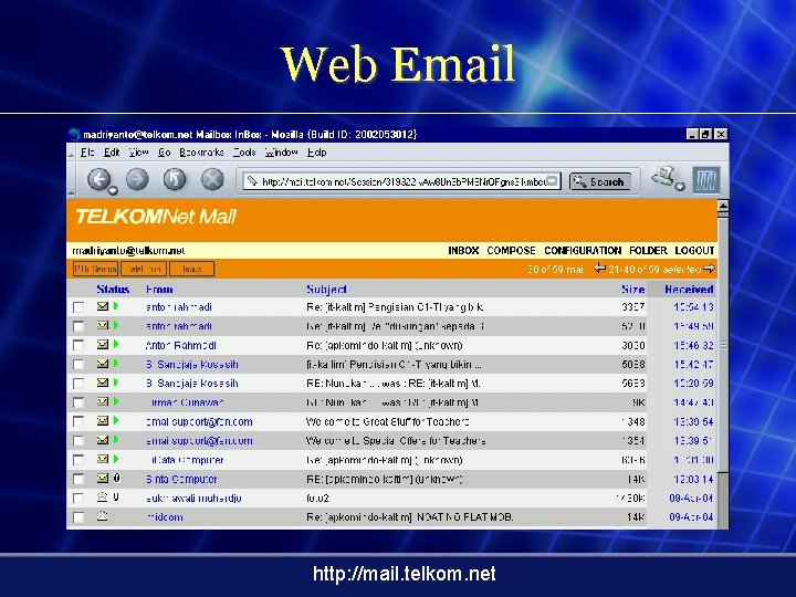 Web Email http: //mail. telkom. net 