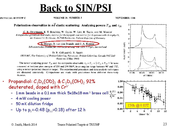 Back to SIN/PSI • Propandiol: C 3 D 6(OD)2 & C 3 D 6(OH)2