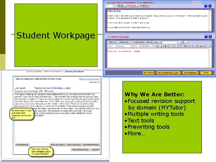 Student Workpage Why We Are Better: • Focused revision support by domain (MYTutor) •