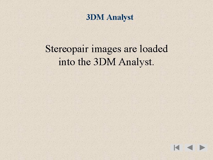 3 DM Analyst Stereopair images are loaded into the 3 DM Analyst. 