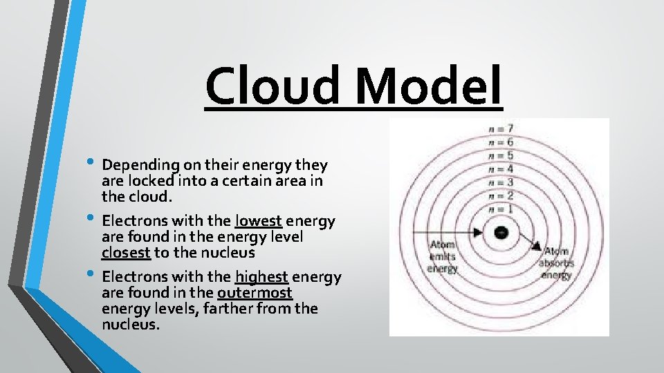 Cloud Model • Depending on their energy they • • are locked into a