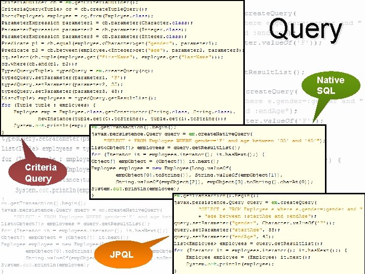 Query Native SQL Criteria Query JPQL 