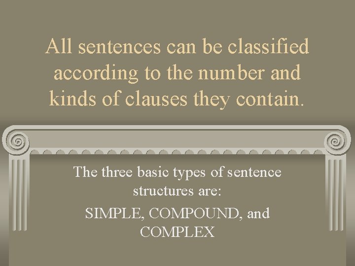 All sentences can be classified according to the number and kinds of clauses they