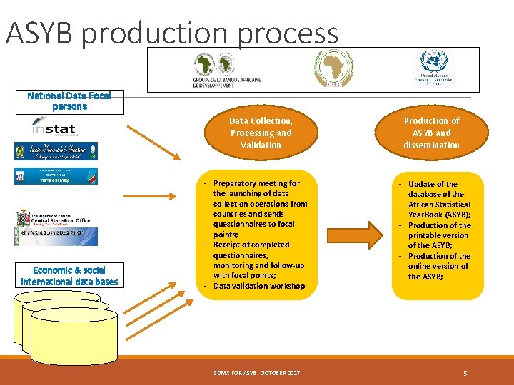 ASYB production process National Data Focal persons Data Collection, Processing and Validation Economic &