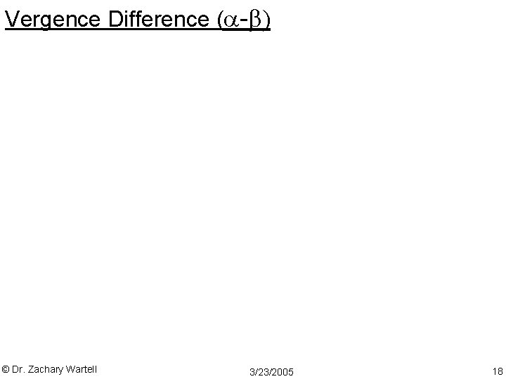 Vergence Difference ( - ) © Dr. Zachary Wartell 3/23/2005 18 