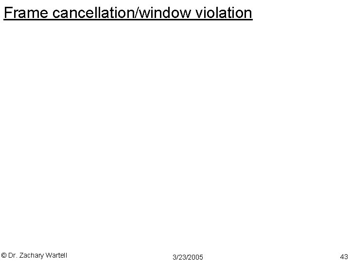 Frame cancellation/window violation © Dr. Zachary Wartell 3/23/2005 43 