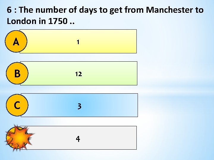 6 : The number of days to get from Manchester to London in 1750.