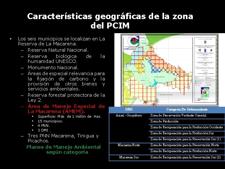 Características geográficas de la zona del PCIM • Los seis municipios se localizan en