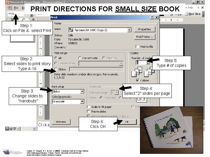 PRINT DIRECTIONS FOR SMALL SIZE BOOK Step 1: Click on File & select Print