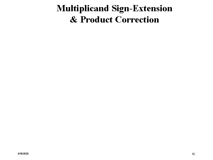 Multiplicand Sign-Extension & Product Correction 9/30/2020 12 Multiplicand Sign-Extension & Product Correction 9/30/2020 12