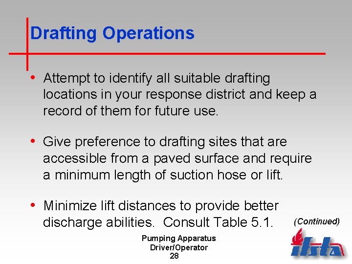 Drafting Operations • Attempt to identify all suitable drafting locations in your response district