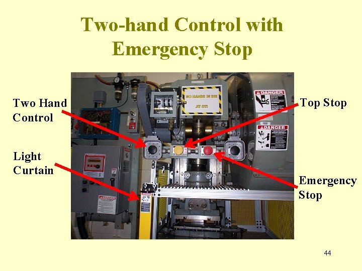 Two-hand Control with Emergency Stop Two Hand Control Light Curtain Top Stop Emergency Stop