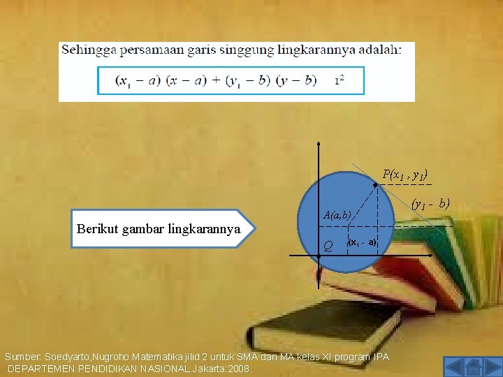 ● P(x 1 , y 1) A(a, b) Berikut gambar lingkarannya ● Q (x