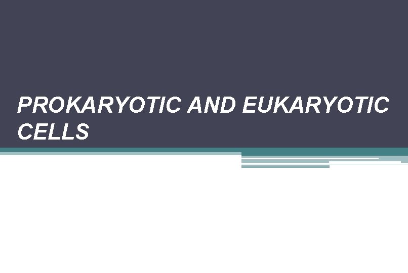 PROKARYOTIC AND EUKARYOTIC CELLS PROKARYOTIC AND EUKARYOTIC CELLS