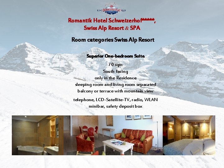 Romantik Hotel Schweizerhof*****, Swiss Alp Resort & SPA Room categories Swiss Alp Resort Superior