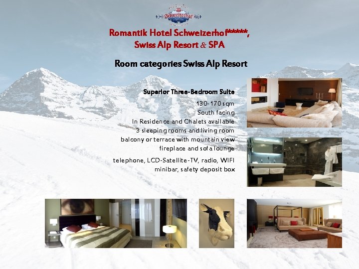 Romantik Hotel Schweizerhof*****, Swiss Alp Resort & SPA Room categories Swiss Alp Resort Superior