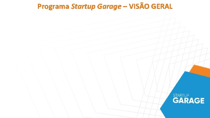 Programa Startup Garage – VISÃO GERAL 