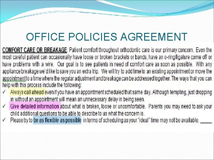 OFFICE POLICIES AGREEMENT 