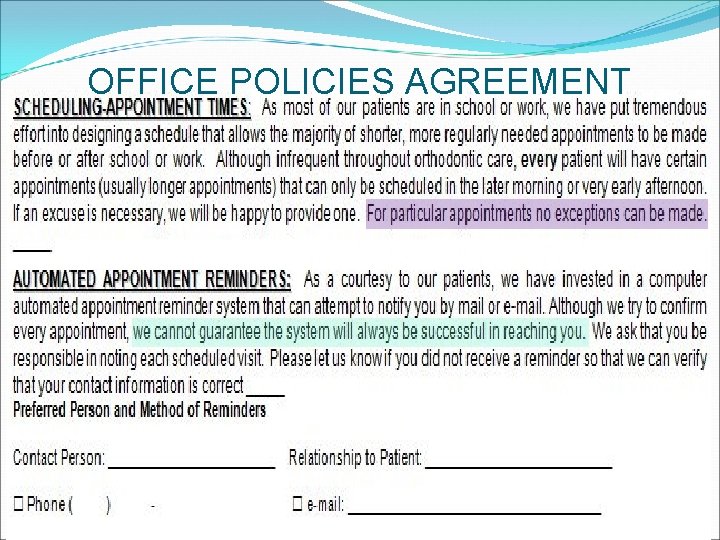 OFFICE POLICIES AGREEMENT 