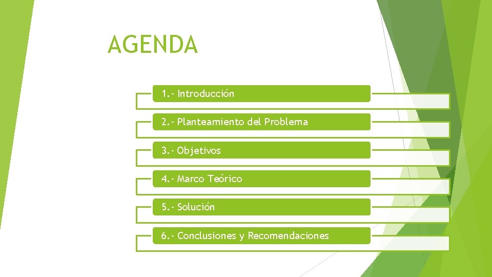 AGENDA 1. - Introducción 2. - Planteamiento del Problema 3. - Objetivos 4. -