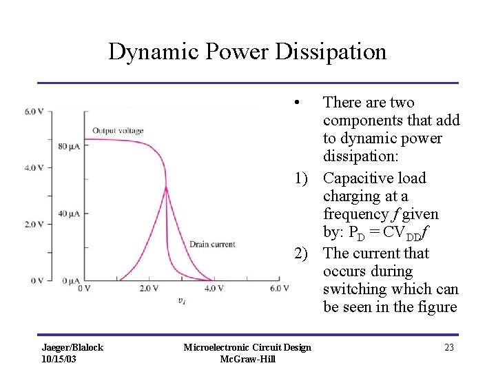 Dynamic Power Dissipation • There are two components that add to dynamic power dissipation: