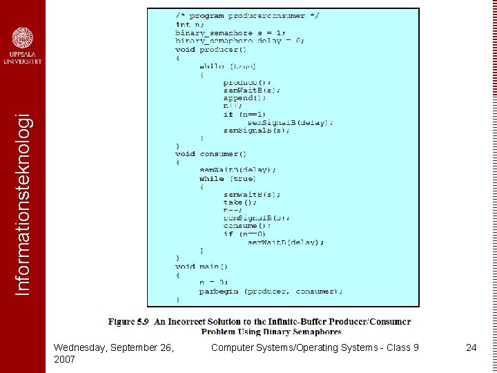 Informationsteknologi Wednesday, September 26, 2007 Computer Systems/Operating Systems - Class 9 24 