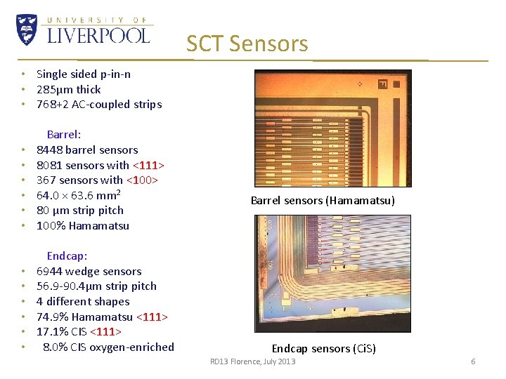 SCT Sensors • Single sided p-in-n • 285μm thick • 768+2 AC-coupled strips •