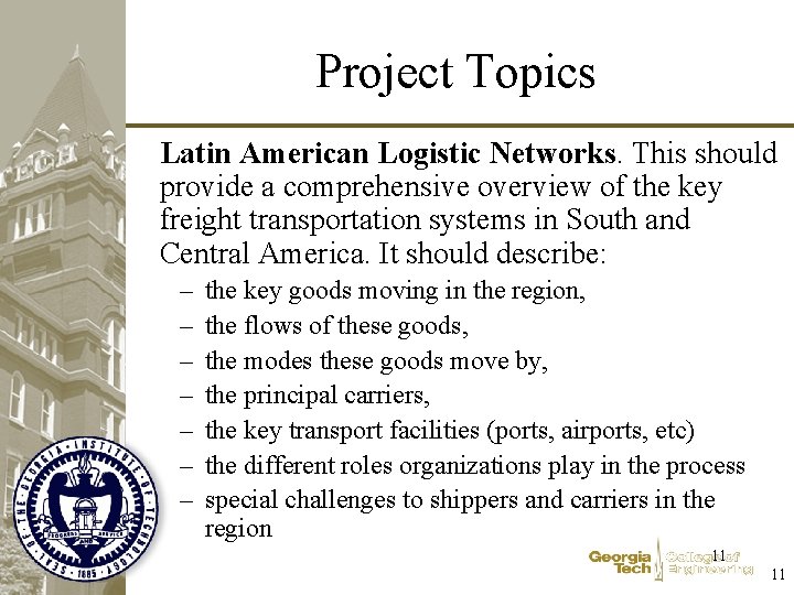 Project Topics Latin American Logistic Networks. This should provide a comprehensive overview of the