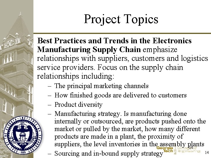 Project Topics Best Practices and Trends in the Electronics Manufacturing Supply Chain emphasize relationships