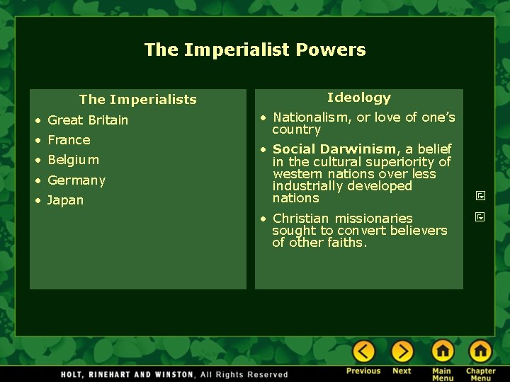 The Imperialist Powers The Imperialists • Great Britain • France • Belgium • Germany