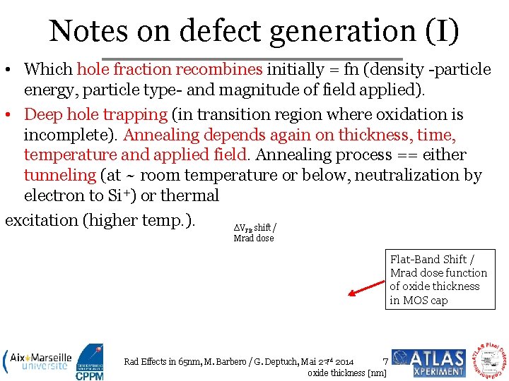 Notes on defect generation (I) • Which hole fraction recombines initially = fn (density