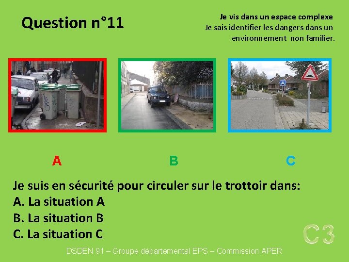 Je vis dans un espace complexe Je sais identifier les dangers dans un environnement