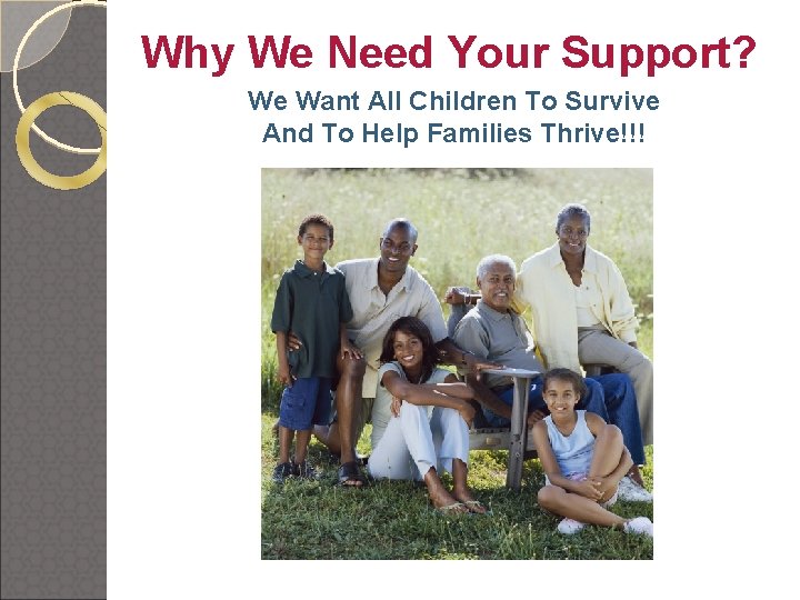 Why We Need Your Support? We Want All Children To Survive And To Help
