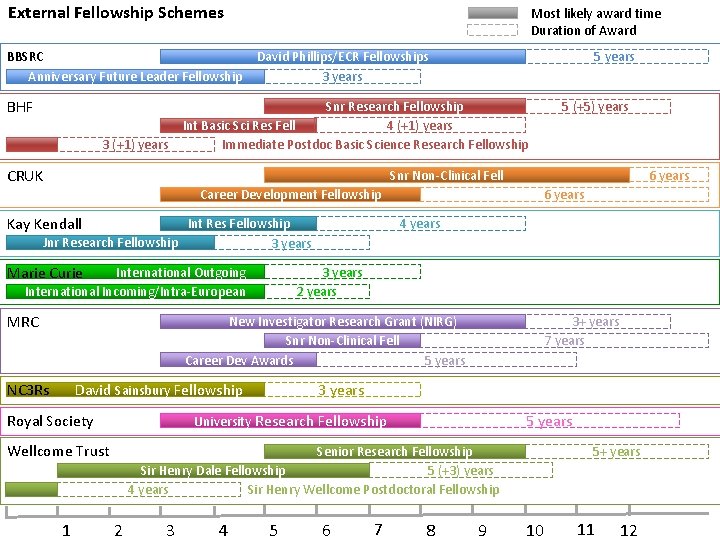 External Fellowship Schemes BBSRC Anniversary Future Leader Fellowship BHF 3 (+1) years Most likely