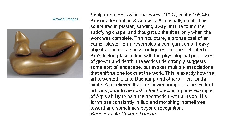 Artwork Images Sculpture to be Lost in the Forest (1932, cast c. 1953 -8)