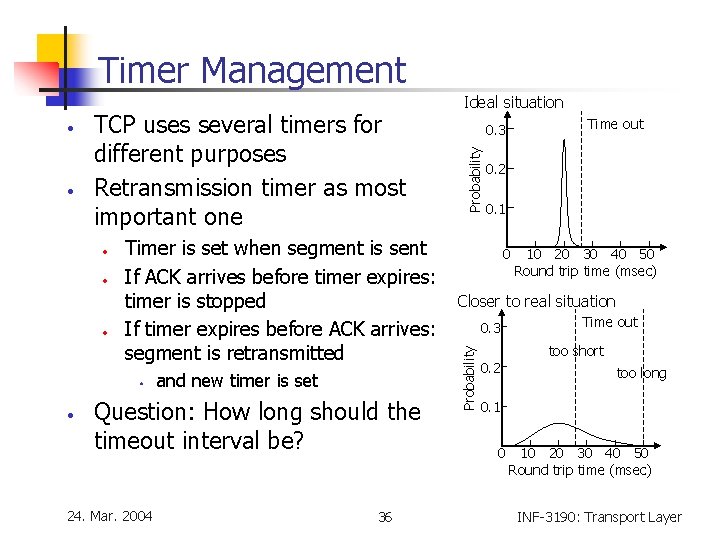 Timer Management • • • Timer is set when segment is sent If ACK Timer Management • • • Timer is set when segment is sent If ACK