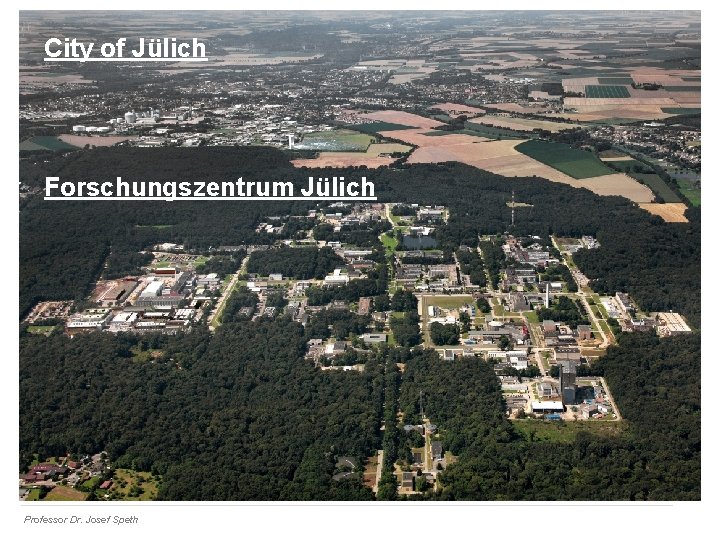 City of Jülich Forschungszentrum Jülich Professor Dr. Josef Speth 