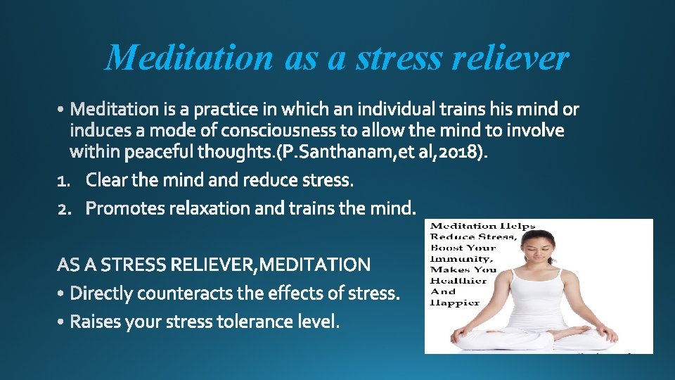 Meditation as a stress reliever 