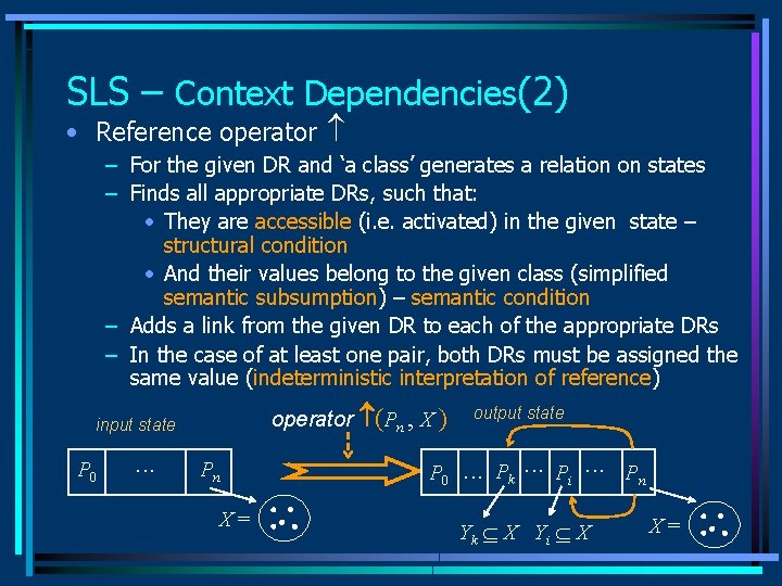 SLS – Context Dependencies(2) • Reference operator – For the given DR and ‘a