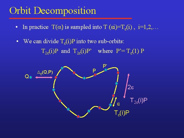 Orbit Decomposition • In practice T( ) is sampled into T ( i)=T (i) Orbit Decomposition • In practice T( ) is sampled into T ( i)=T (i)