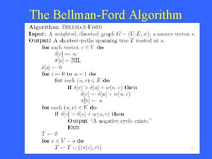 The Bellman-Ford Algorithm 32 