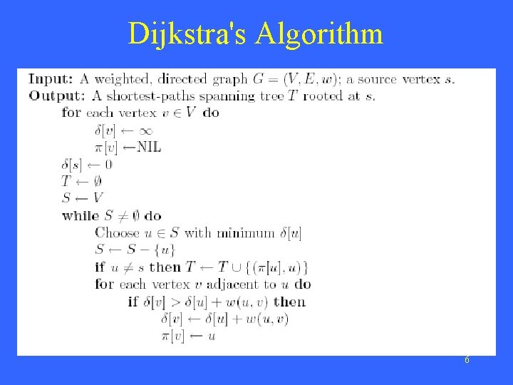 Dijkstra's Algorithm 6 