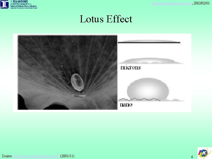 Rational. You@sinamail. com; 2002/02/01 Lotus Effect Source: http: //www. materialsnet. com. tw (2001/11) 6